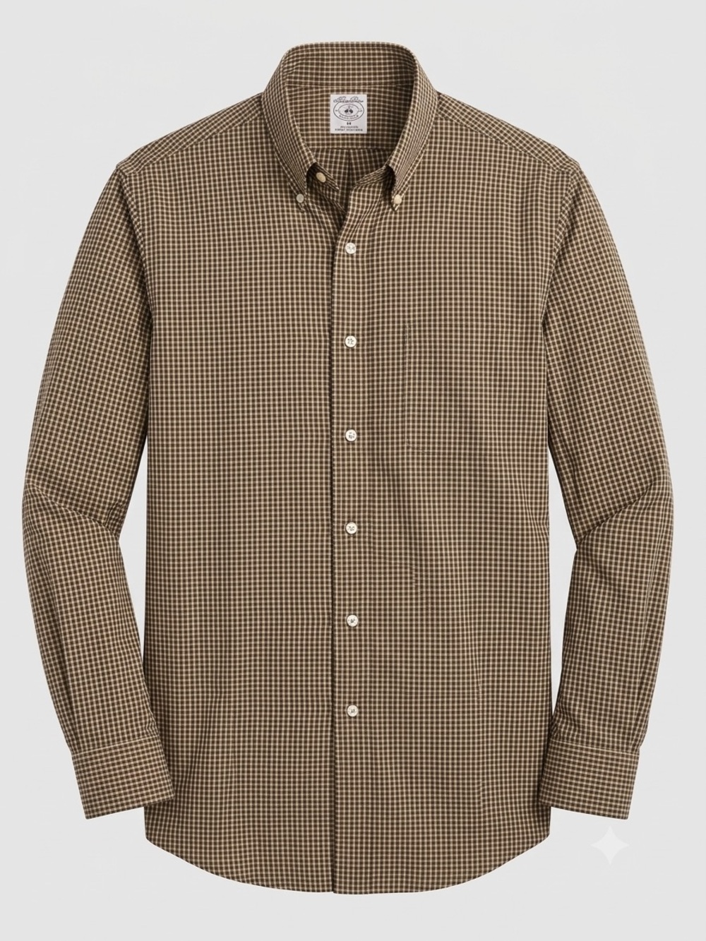 Brooks Brothers Vintage Sport Shirt Medium Brown Gold Micro Check Button Down Me
